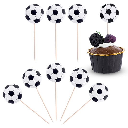 70 Pcs Soccer Ball Cupcake Toppers, Sports Theme Football Cake Decorations for Baby Shower, Birthday Party, Soccer Game Theme Supplies