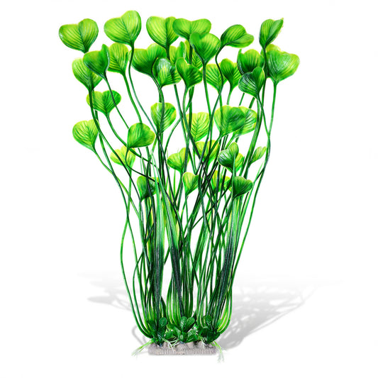 Fiyooau 2 Pack Fish Tank Plants Plastic Realistic 15.35 Inches Tall Aquarium Plants with Weighted Base Artificial Green Aquarium Decor for Fish Tanks Aquascaping