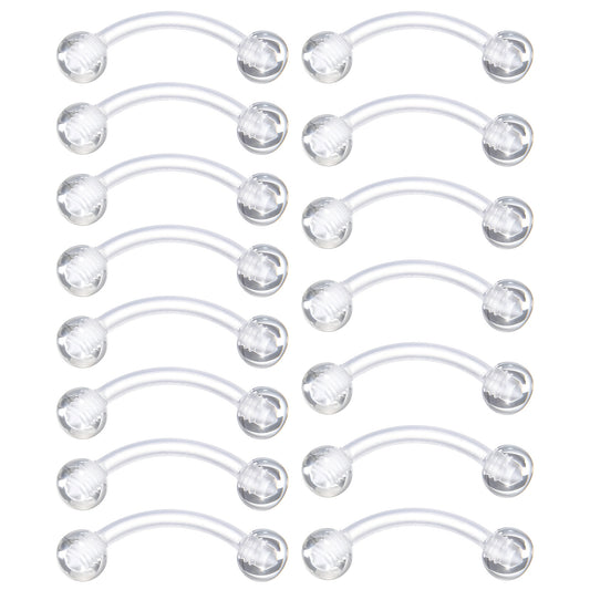 Yolev 15pcs Clear Eyebrow Piercing 16g Clear Piercing Retainers Jewelry Invisible Curved Barbell Plastic Belly Button Rings Cartilage Tragus Helix Daith Rook Earring Piercings Jewelry For Women Men