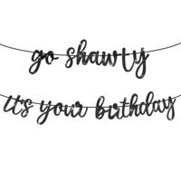 Glitter Happy Birthday Banner Go Shawty It's Your Birthday Banner NO DIY - Hip Hop Theme Glitter Happy Birthday Banner-Pre-Strung for Man Adult Women Birthday Party Photo Backdrop(Black)