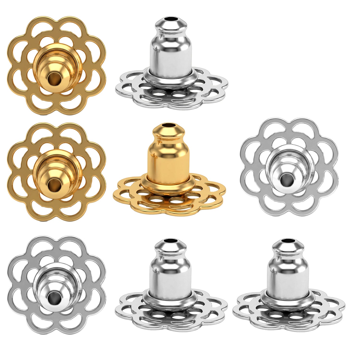 4 Pairs Earring Backs for Droopy Ears- Gold& Silver Brass Earring Lifters Backs Replacements for Studs- Earrings Locking for Women& Men for Any Occasion, Durable and Stylish