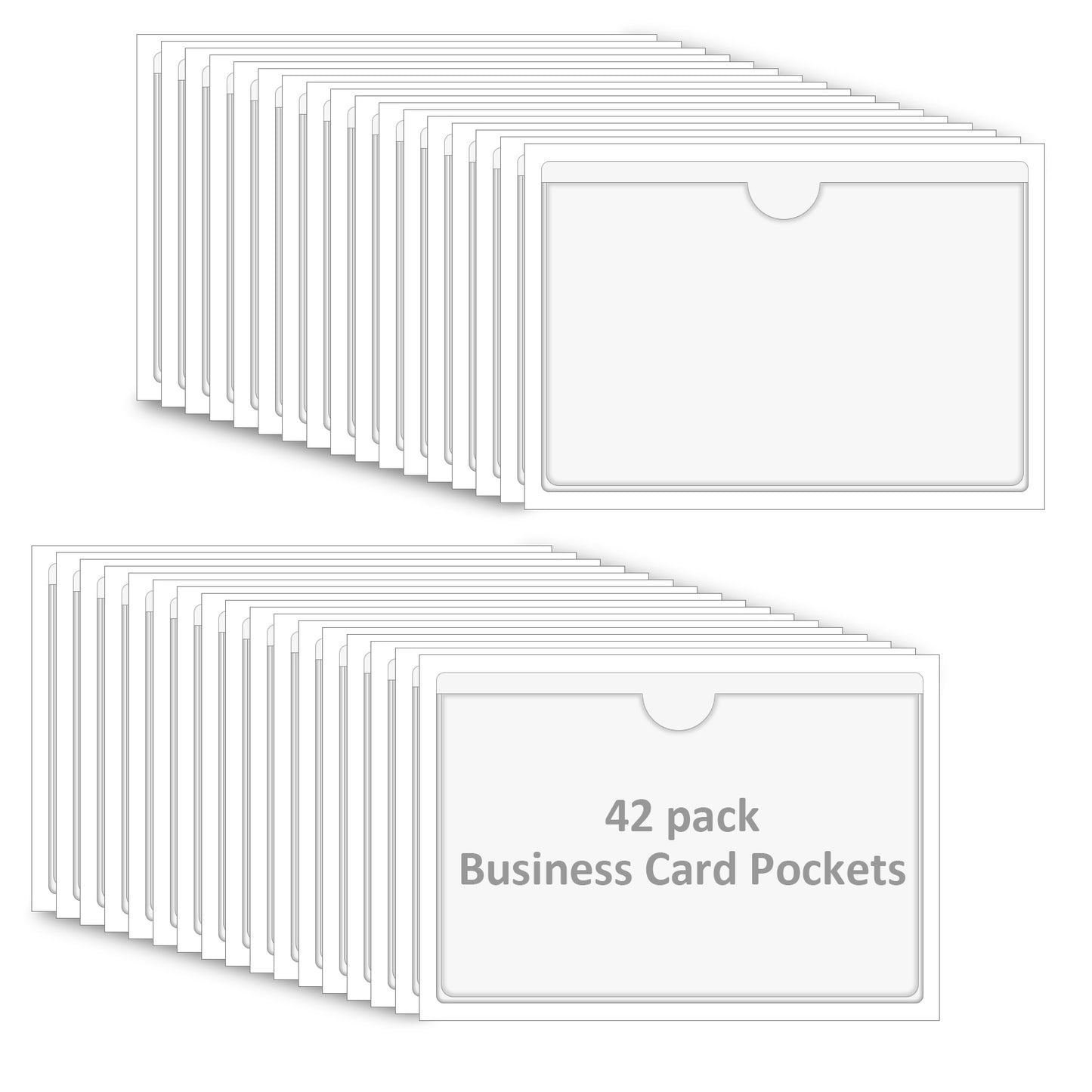 Self-Adhesive Index Card Holder 42 Pack Adhesive 2.4" x 3.9" Index Card Pockets with Top Open Clear Plastic Sticky Labels Holders for Storage Bins Toy Bins Scrapbooks and Protect Cards Photos Labels