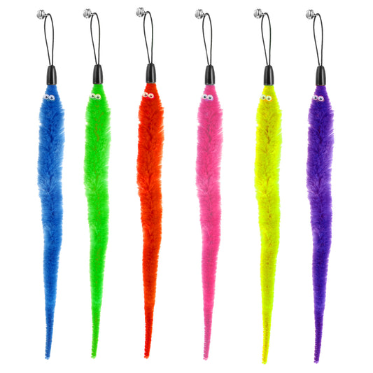 HekouJiub 24PCS Cat Worm Toy Refills Worm Cat Toy Replacement Interactive Wand Accessories Feather Worms Teaser Refills Attachment for Indoor Cats Kitten (Multi Colored)