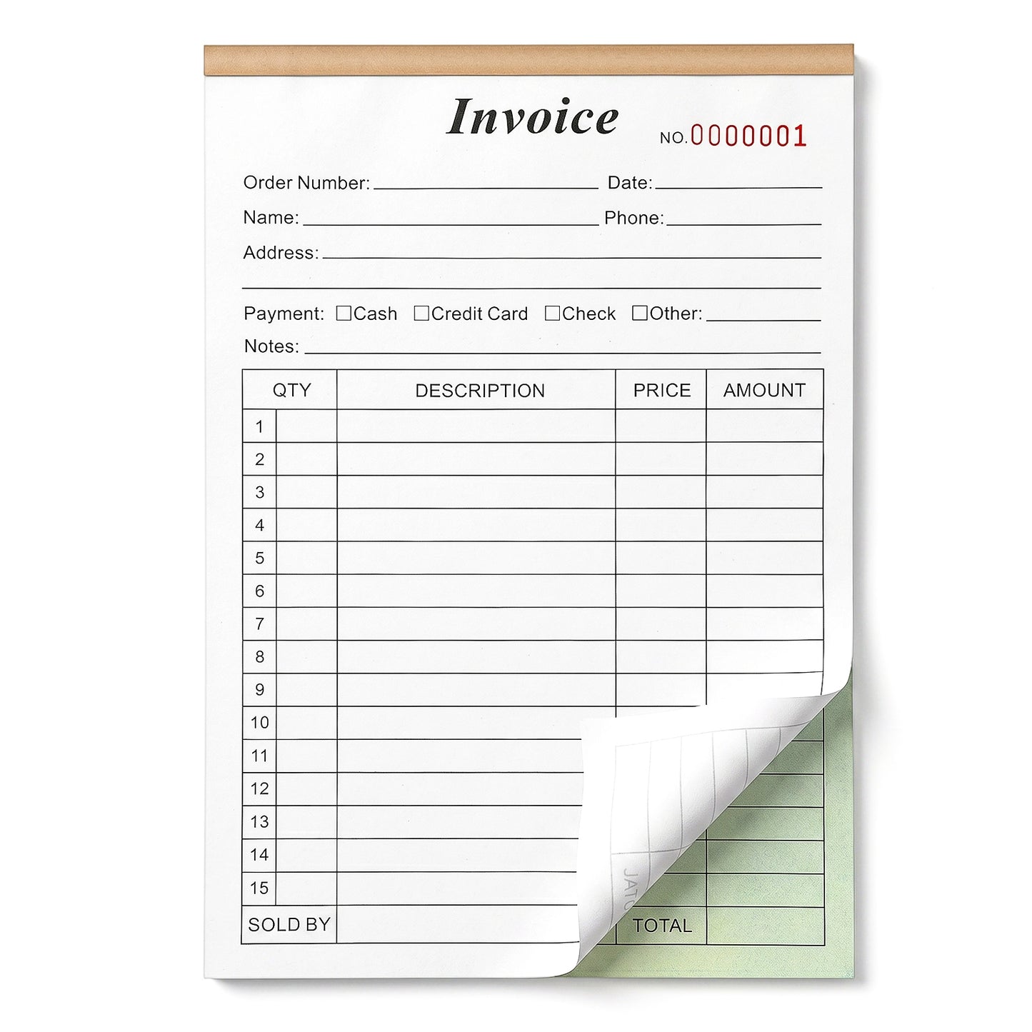 Invoice Receipt Book with Cardboard, 2-Part Carbonless Order Forms, 5.5x8.5 Inch Sales Invoice Book for Small Business, 50 Sets 100 Sheets
