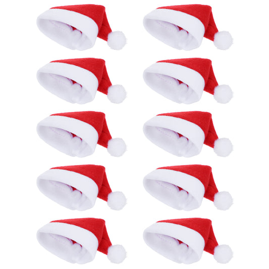 Lusofie 10 Pcs Mini Santa Hats For Crafts,Wine Bottles Cover Small Christmas Hat Xmas Party Table Dinner Decorations,Santa Hats For Crafting Home Christmas Decor