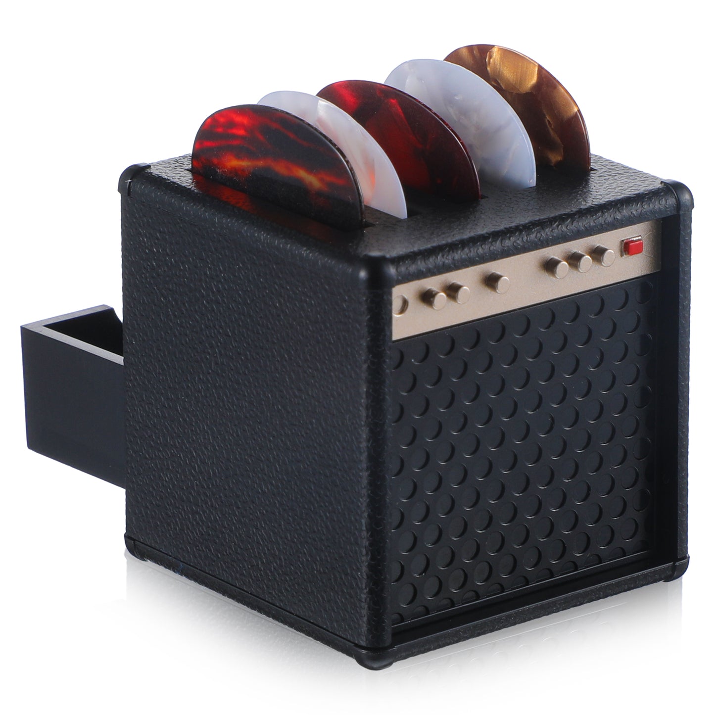 Guitar Picks Holder Box, Mini Guitar Amp Pick Holder Personalized Guitar Pick Display Case with 5 Guitar Picks for Musicians, Guitarists and Music Lovers, a Heart-Warming Gift