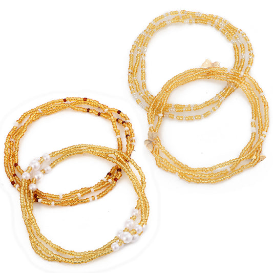 Women's Waist Beads, 4 Pieces Butterfly Seed Bead Belly Chains, Adjustable Elastic Body Jewelry For Summer Beach Bikini, Bohemian Style
