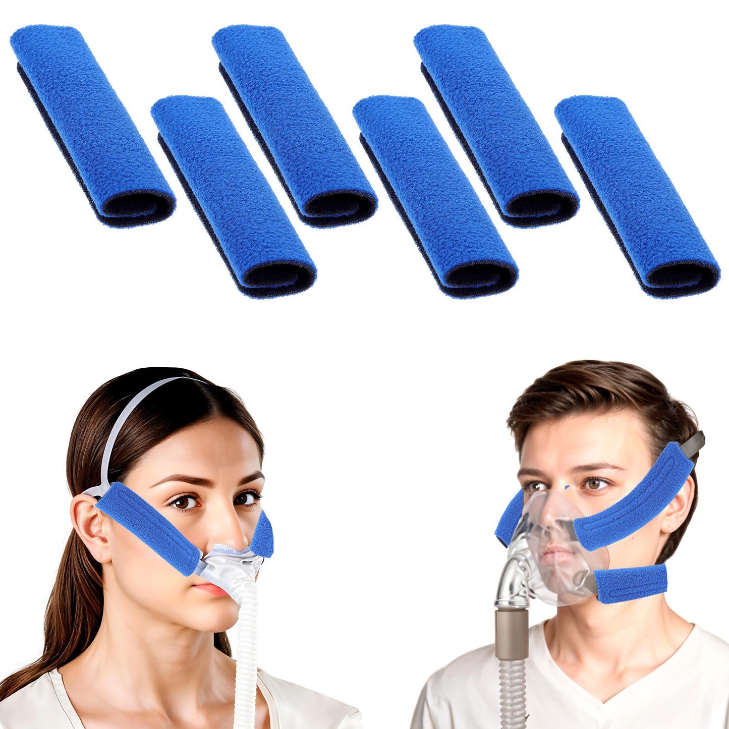 6pcs CPAP Strap Covers,Blue CPAP Mask Strap Cover,CPAP Strap Comfort Pads,for Reducing Cheek Red Marks Indentation