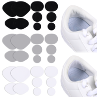 Shoe Heel Repair 6 Pairs Self-Adhesive Inside Shoe Patches for Holes 5 Sizes Shoe Hole Repair Patch Kit for Sneaker Leather Shoes (Black, White, Gray)