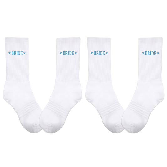 Josojoou Something Blue Bride Socks - 2 Pair Soft Cotton “Bride toBe” Socks for Wedding Day, Honeymoon & Bachelorette Gift | Cute Bridal Party Gifts for Bridesmaids, Engagement & Wedding Essentials