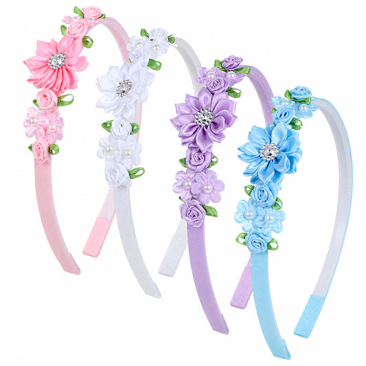 Josojoou 4PCS Exquisite Flower Headband Non-Slip Cute Toddler Headband