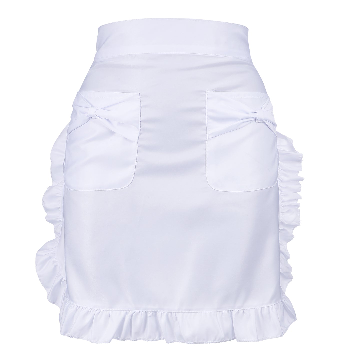 Lusofie Waist Apron with Bow Pockets White Half Maid Apron Cooking Aprons for Women for Kitchen Cooking Restaurant Restaurant Bistro Coffee Halloween