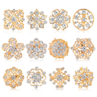 12pcs Gold Brooches and Pins for Women, 1 Inch Rhinestone Flower Brooch, Vintage Brooches Set for Crafts and Fashion