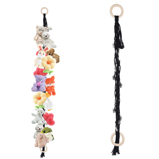 Soft Toy Storage Chain with 20Pcs Metal Clips Stuffed Animal Organizer Chain Toy Hammock Toys Hammock for Stuffed Animals Teddy Storage for Hanging Plush Toys Hats Socks