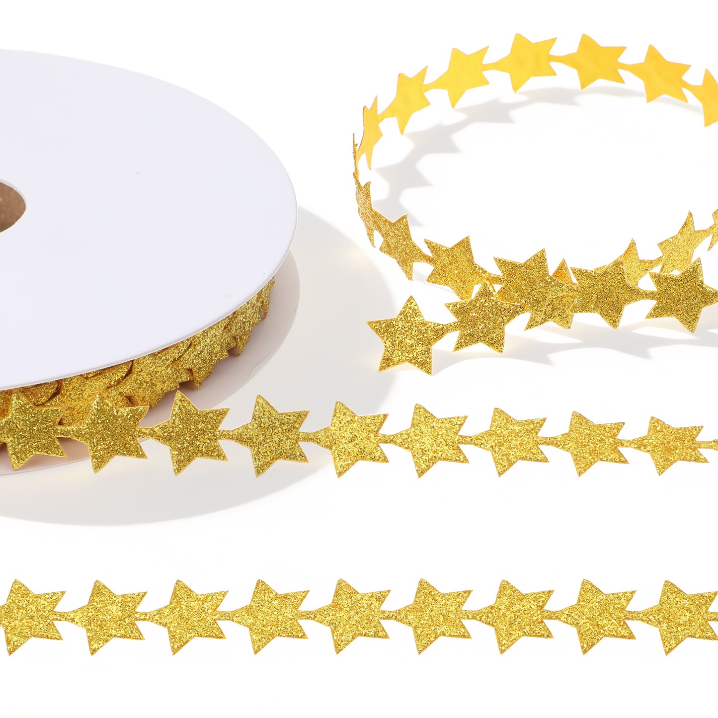 Glitter Star Ribbon 1 Roll 20 Yards Glitter Gold Ribbon Trim Star Sparkly Ribbons Polyester Stars Decorations Ribbons for Crafts Thanksgiving Christmas Wedding Gift Wrapping Wreath DIY