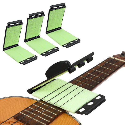Guitar String Cleaner Scrubber,3 Pcs Fret Floss Cleaner Cloth Fingerboard Cleaning Cloth String Cleaning Maintenance Care Kit for Guitar Bass Mandolin Ukulele