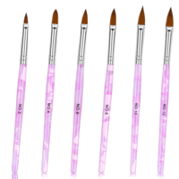 6pcs Acrylic Nail Brush Set, Acrylic Brushes for Nails, Nail Painting Brush for DIY Home Salon Nails Art Manicure Tool,Purple(Size12/14/15/16/19/20）