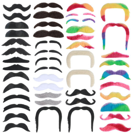 Yolev 96pcs Self Adhesive Mustaches Bulk Novelty Fake Beard Costume Fake Moustache Realistic Stick on Mustache Sticker for Costume Beard Cosplay Party Halloween Christmas