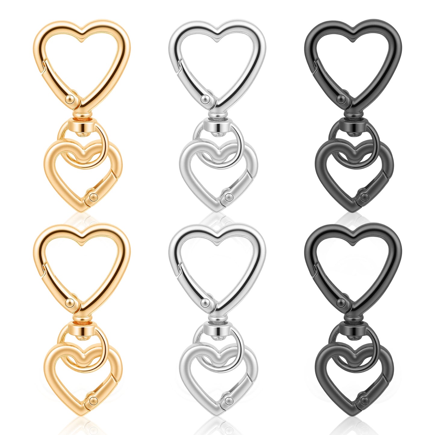 12 Pcs Heart Swivel Spring Clasps Double Opening Spring Key Chain Hook Metal Keychain Clip for Keychains DIY Crafts and Jewelry Making