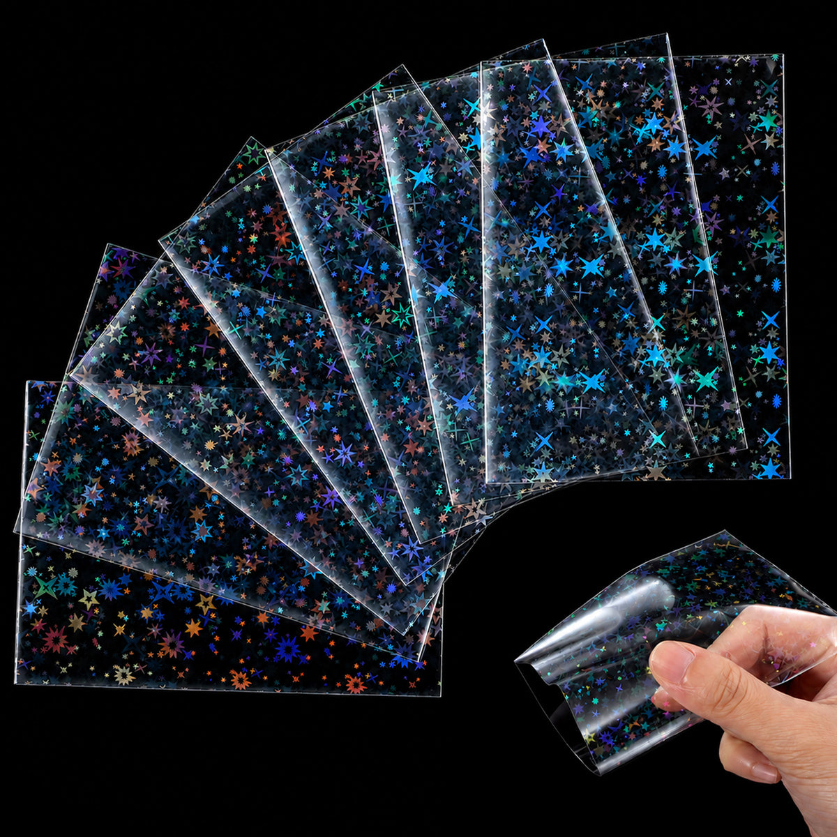 200 Pcs Photocard Sleeves Laser Flashing Trading Card Protectors