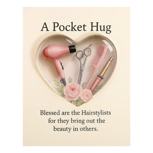 A Pocket Hugs for Hairstylists, Mini Pocket Hug Heart with Greeting Card，Inspirational Hair Stylist Gifts for Women Daughter Granddaughter Boy Son Grandson