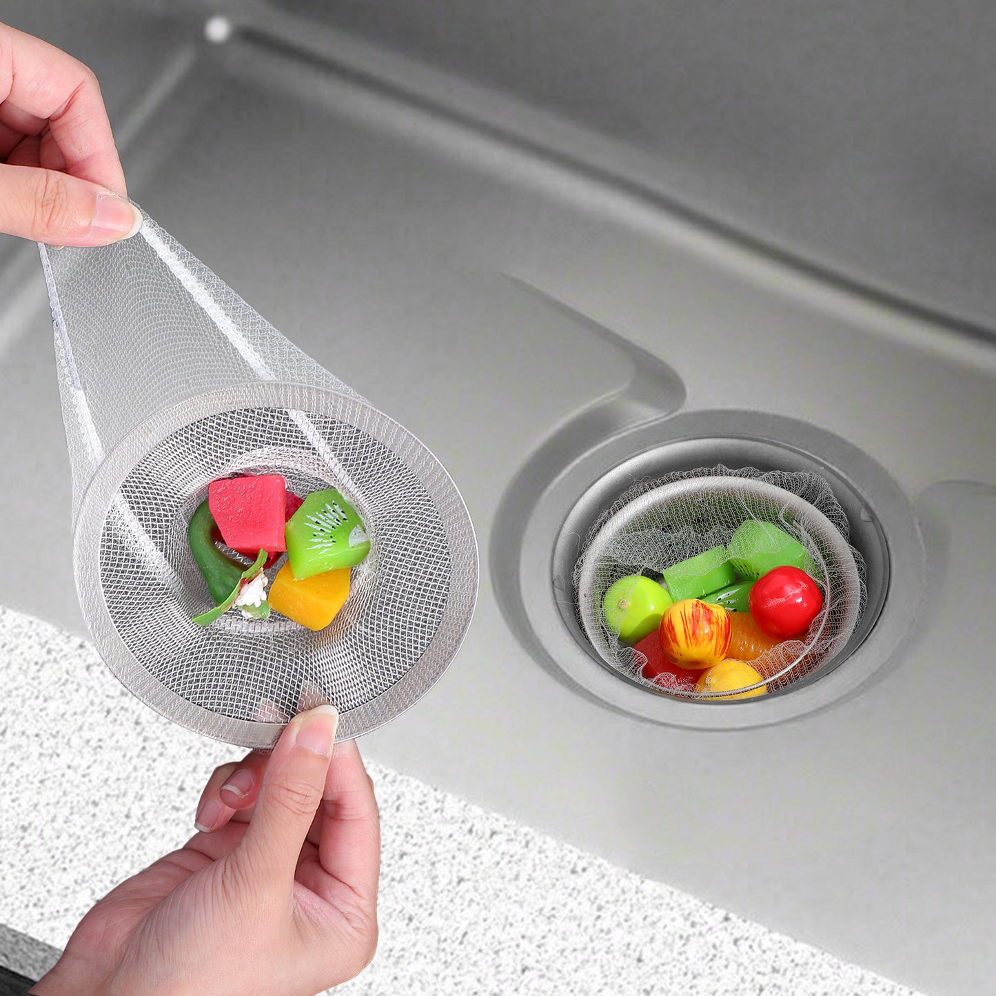 200 Pcs Sourdough Drain Catcher – Disposable Drain Covers for Kitchen Sink, Disposable Mesh Sink Strainer Bags Fit Most Standard Strainers, Anti-Clogging Fine Mesh Filter Nets for Food Scraps & Hair