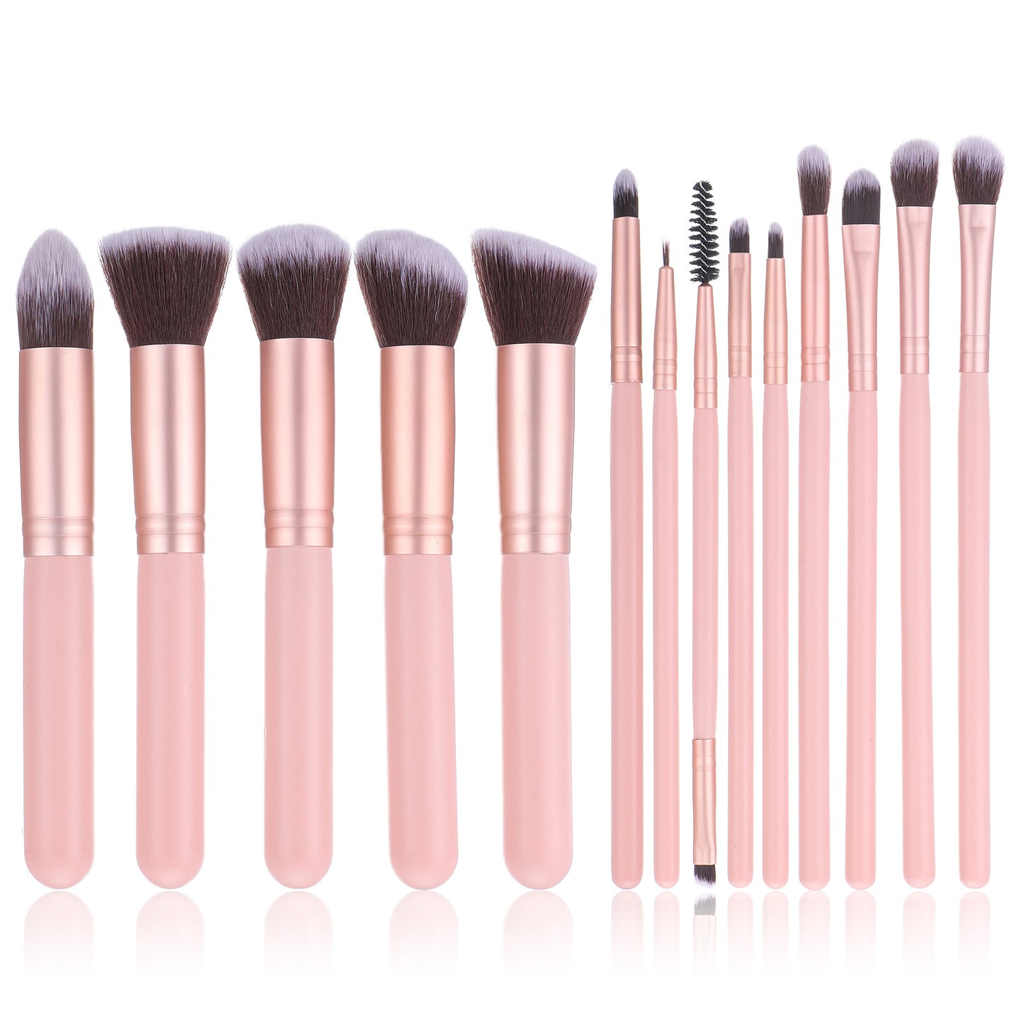 14 Pcs Pink Makeup Brushes Sets- Professional Wooden Handle with Soft Synthetic Bristles Pink Makeup Brush Set - Face and Eye Brush soft Hair Foundation, Concealer, Blush, Contour, Blending, Eyeshadow