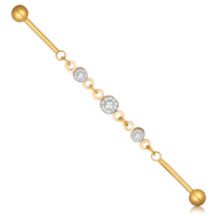 Tucnoeu Gold Industrial Piercing Jewelry, Surgical Steel Cubic Zirconia Star Chains, Indusrtial Barbells Cartilage Conch Barbell Earrings for Women Men