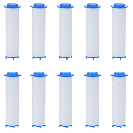 Telooco 10 Pcs Shower Head Filter Replacement 2.95x0.94 Inch Ion Drops Shower Head Filters PP Cotton Showers Heads Filter Element Handheld Showerhead Filters