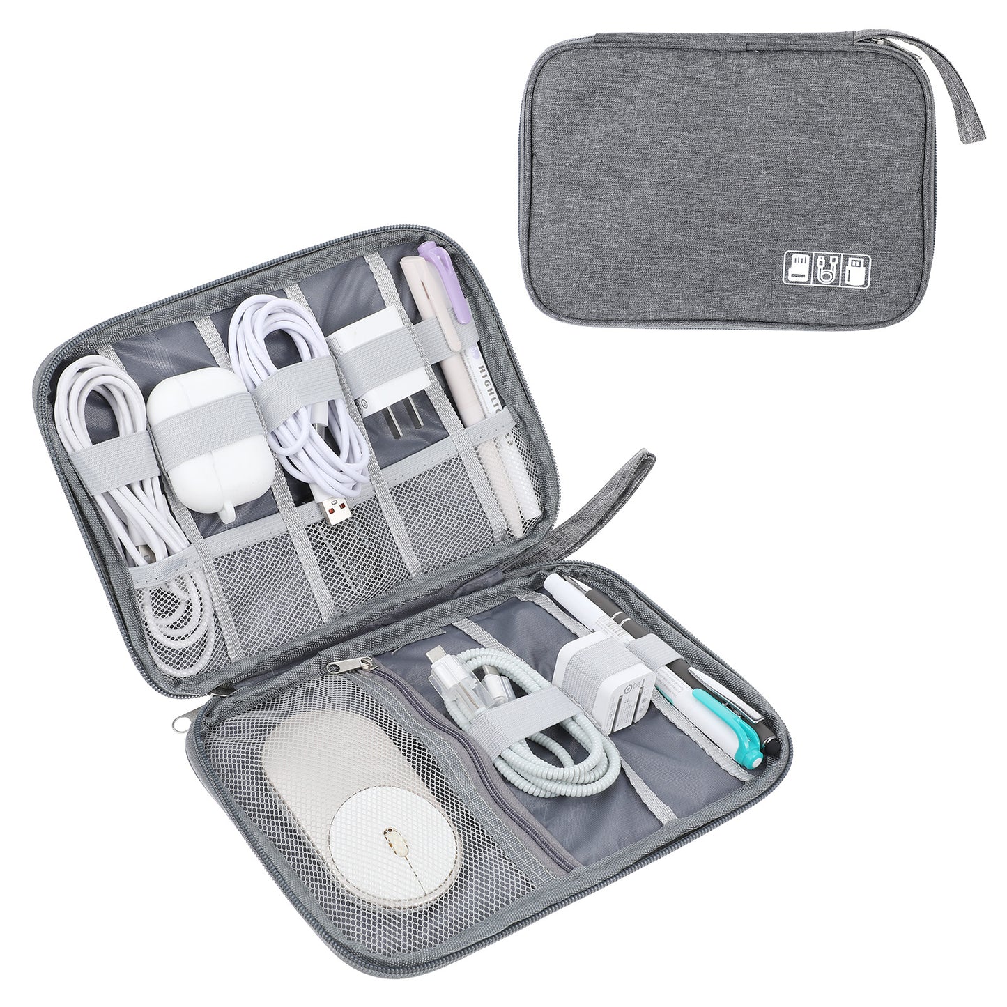Tucnoeu Electronics Accessories Organizer Bag,Portable Cable Organiser,Travel Cable Organiser Bag for Electronic Accessories, USB, SD, Charger, Drive(Grey)