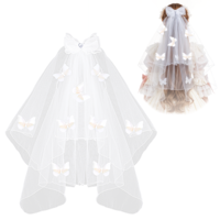 Gemoioio White Bow Veil, Butterfly Bride Veil, Tulle Layer Veils for Bachelorette Party with Clip for Women Bridal Shower Bridesmaid Wedding