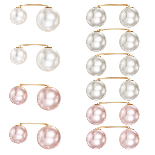 Yykazqe 10pcs Hem Clips for Pants, Pearl Jeans Ankle Clip, 2 Colors 2 Sizes Adjustable Pant Leg Shortening Clips, No-Slip Cuff Clip for Jeans Trousers, Instant Length Adjuster