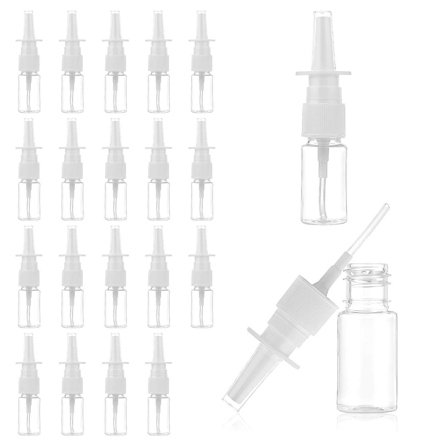 Lusofie 10ml Nasal Spray Bottle - 20 Pcs Clear Mist Spray Bottle Empty Nasal Plastic Spray Nasal Rinse Bottle for Saline Essential Oils Perfume, Nasal Health Cleaning