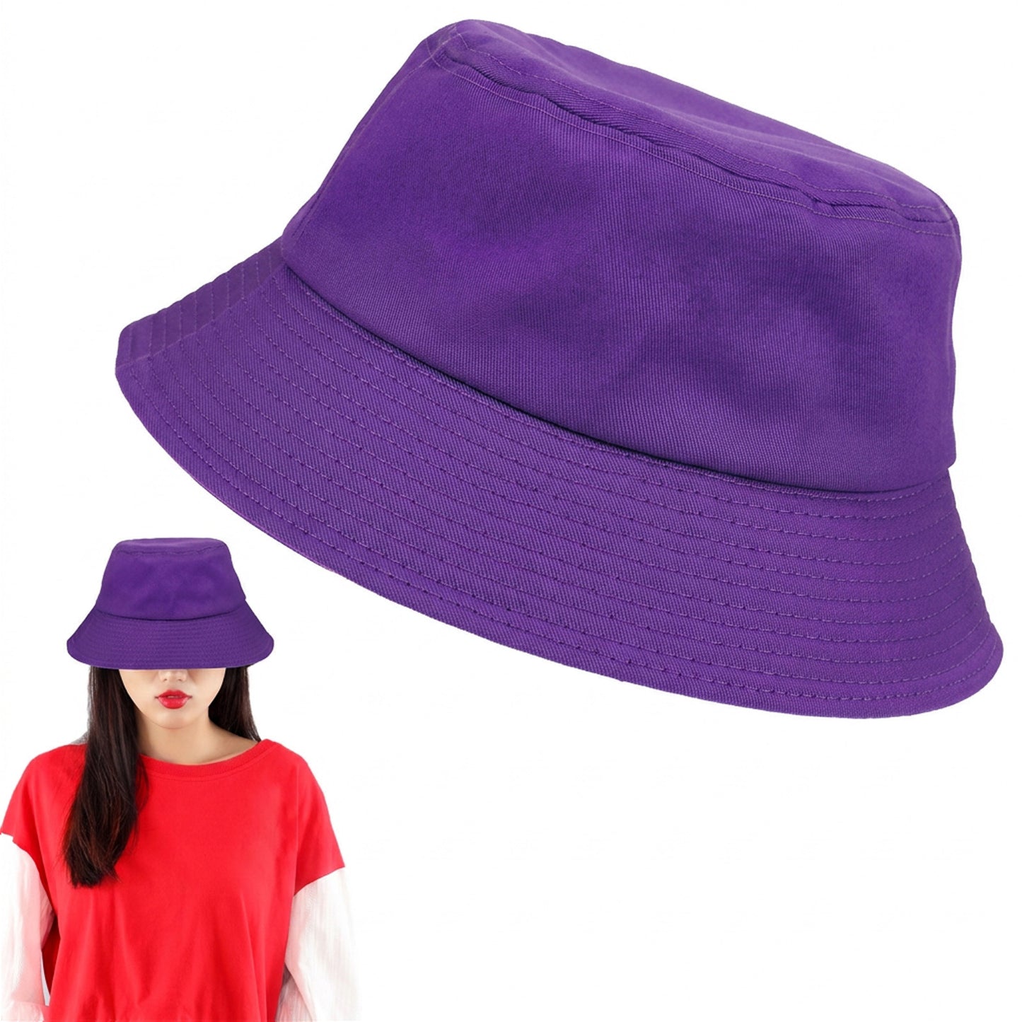 Yolev Unisex Bucket Hat for Women Men, Breathable Cotton Sun Hat with UV Protection, Packable Outdoor Cap for Fishing Hiking Camping (Deep Purple)