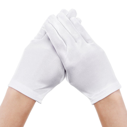 HekouJiub White Gloves Kids Girls Princess Gloves Girls Boys Cosplay Costume Dress Satin Glove Wrist Length Formal Glove for Girl's Halloween Weihnachten Party Wedding Pageant Holiday