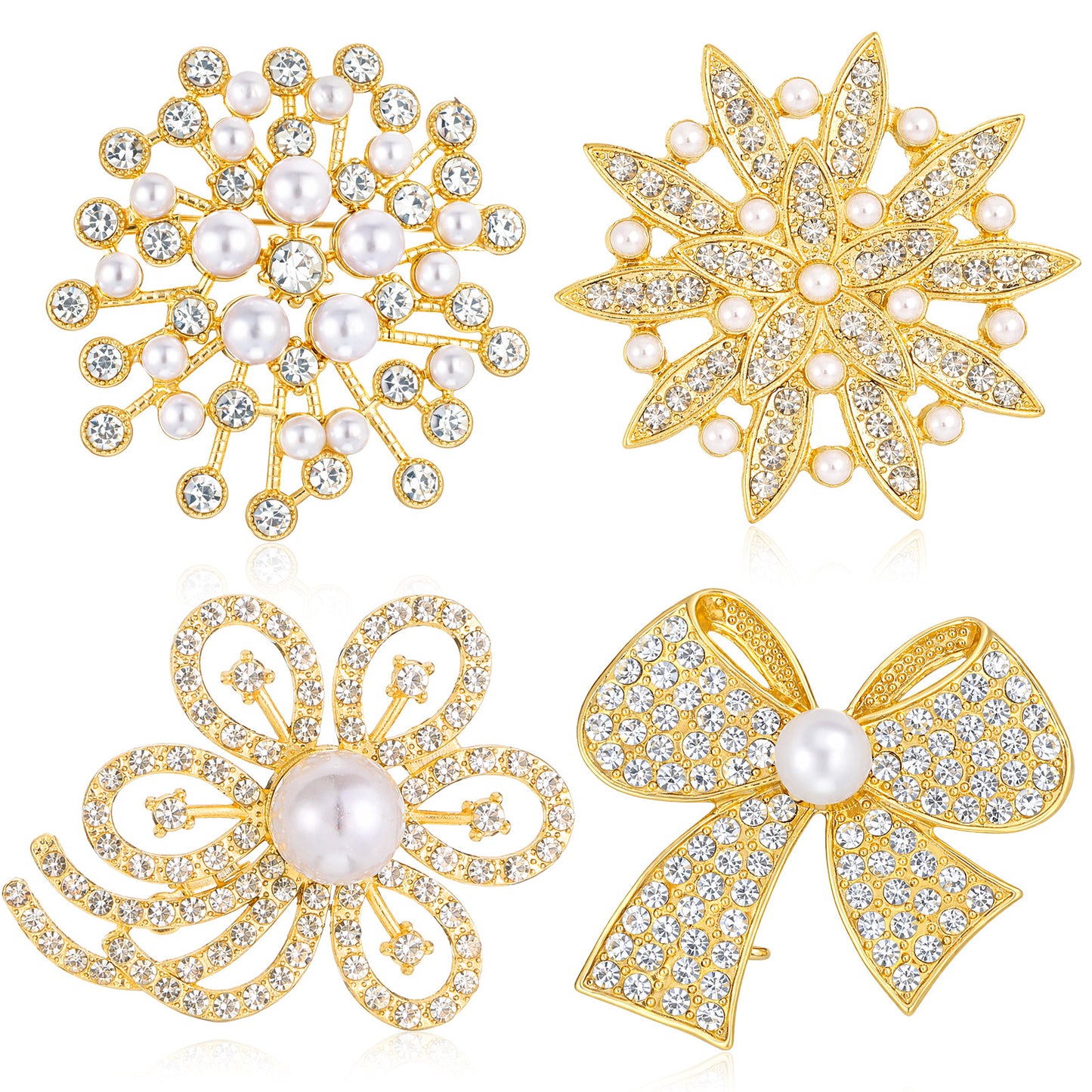 4pcs Brooches and Pins for Women, Flower Brooch, Crystal Pearl Brooch, for Women Fashion Accessories