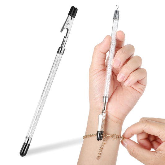 Bracelet Helper Tool Stainless Steel Bracelet Assistance Tool On Yourself Aid Jewelry Quick Wear and Removal Fastener Helper for Watches Necklaces Clasps Zippers Closures Clasps(White)