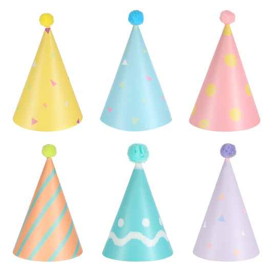 6 Pcs Mini Party Hats – Paper Cone Tiny Birthday Hats for Stuffed Animals, Pets, Dolls & Decorations – Small Petite Size for Plush Toys, Dog Cat Birthday or Tea Party