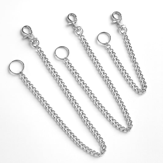Josojoou 3 Pcs Pocket Keychain with Lobster Clasps, 3Sizes Heavy Duty Metal Keychain Punk Wallet Chain Goth Keyring Handbag Chatelaine Key Leash Clip Holder for Jeans Pants and keys