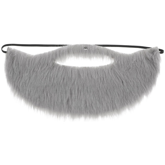 Black Fake Beard Elastic Fake Mustache Realistic Grey Costume Facial Hair for Role Play, Men's Makeup, Christmas, Halloween Party Supplies