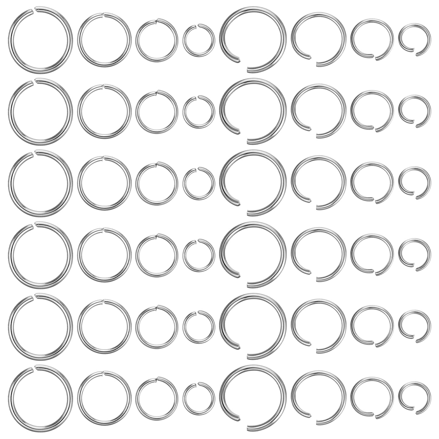 600Pcs Silver Jump Rings, No Tarnish Stainless Steel Jump Rings, 6mm 8mm 10mm 12mm O Ring Connector for Jewelry Making