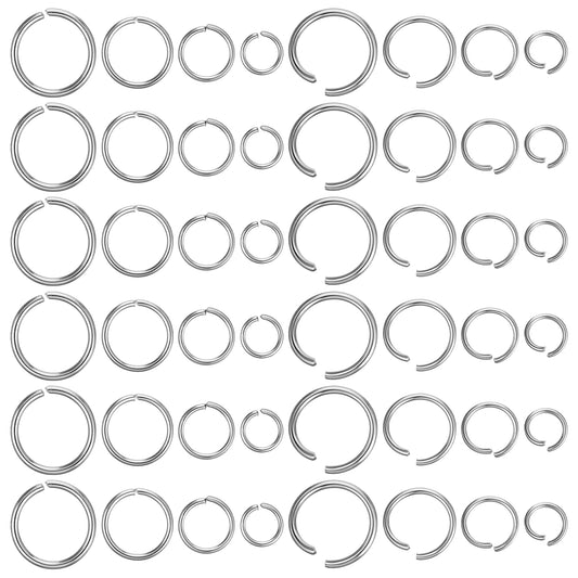 600Pcs Silver Jump Rings, No Tarnish Stainless Steel Jump Rings, 6mm 8mm 10mm 12mm O Ring Connector for Jewelry Making